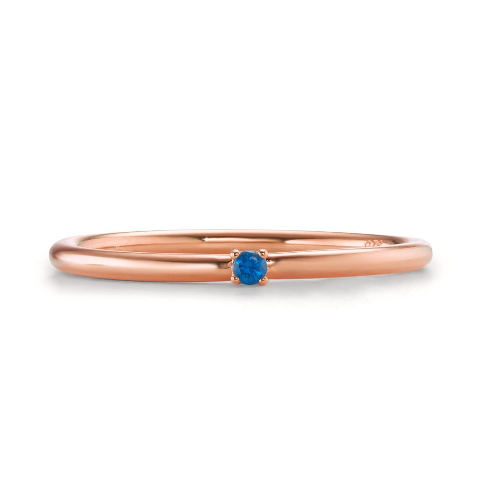 Aanschuifring Zilver Zirkonia blauw, 2 mm Rosé Verguld