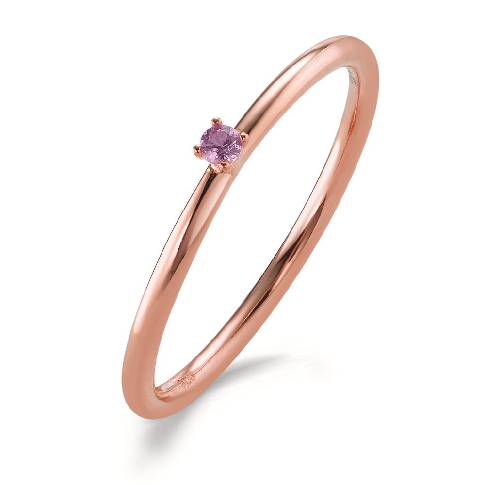 Aanschuifring Zilver Zirkonia roze, 2 mm Rosé Verguld