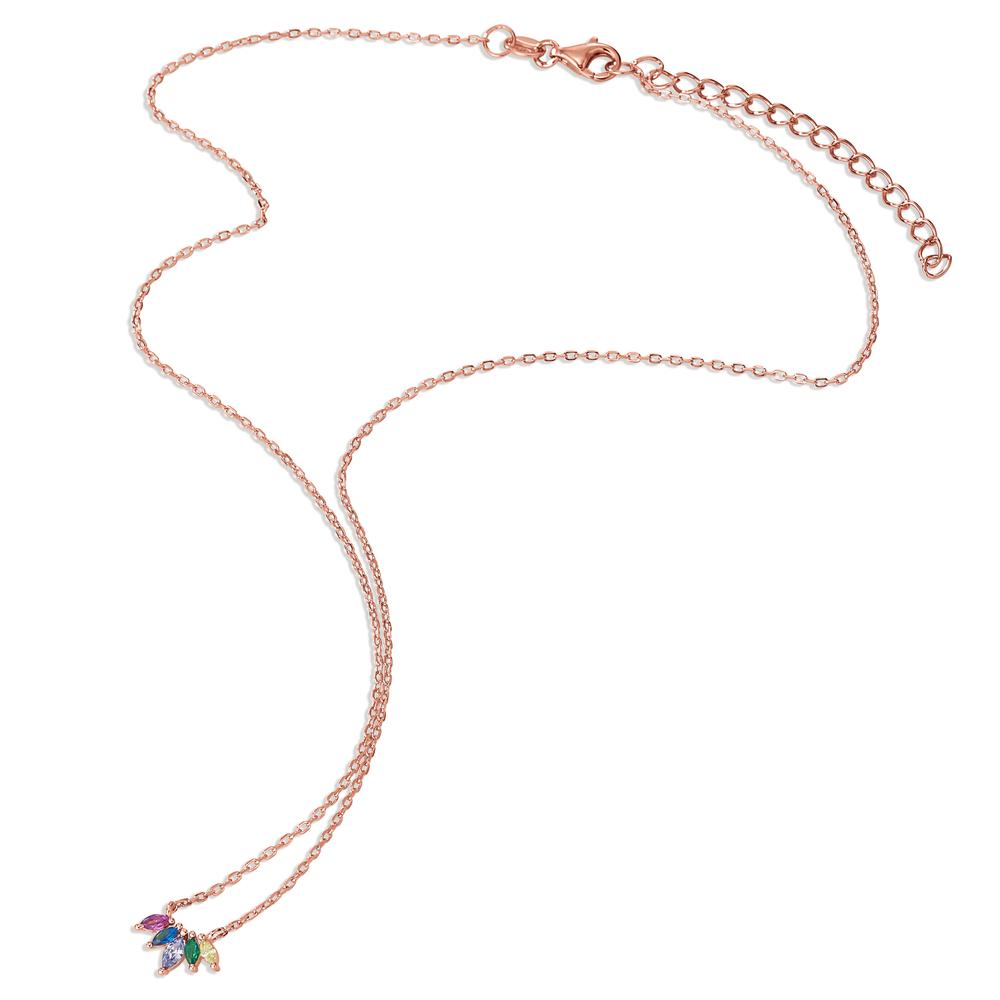 Collier Zilver Zirkonia 5 Steen Rosé Verguld 40-45 cm