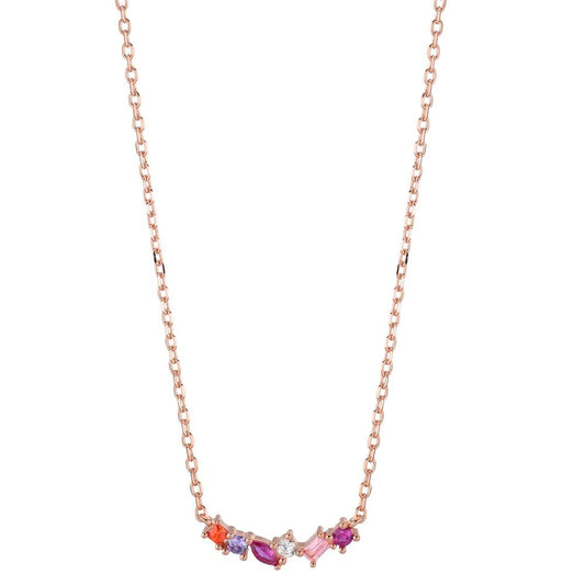 Collier Zilver Zirkonia 6 Steen Rosé Verguld 40-45 cm