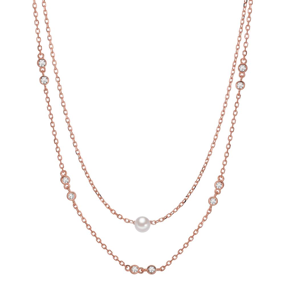 Collier Zilver Zirkonia 10 Steen Rosé Verguld 40-45 cm