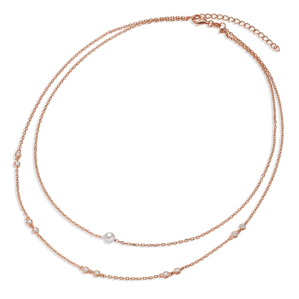 Collier Zilver Zirkonia 10 Steen Rosé Verguld 40-45 cm