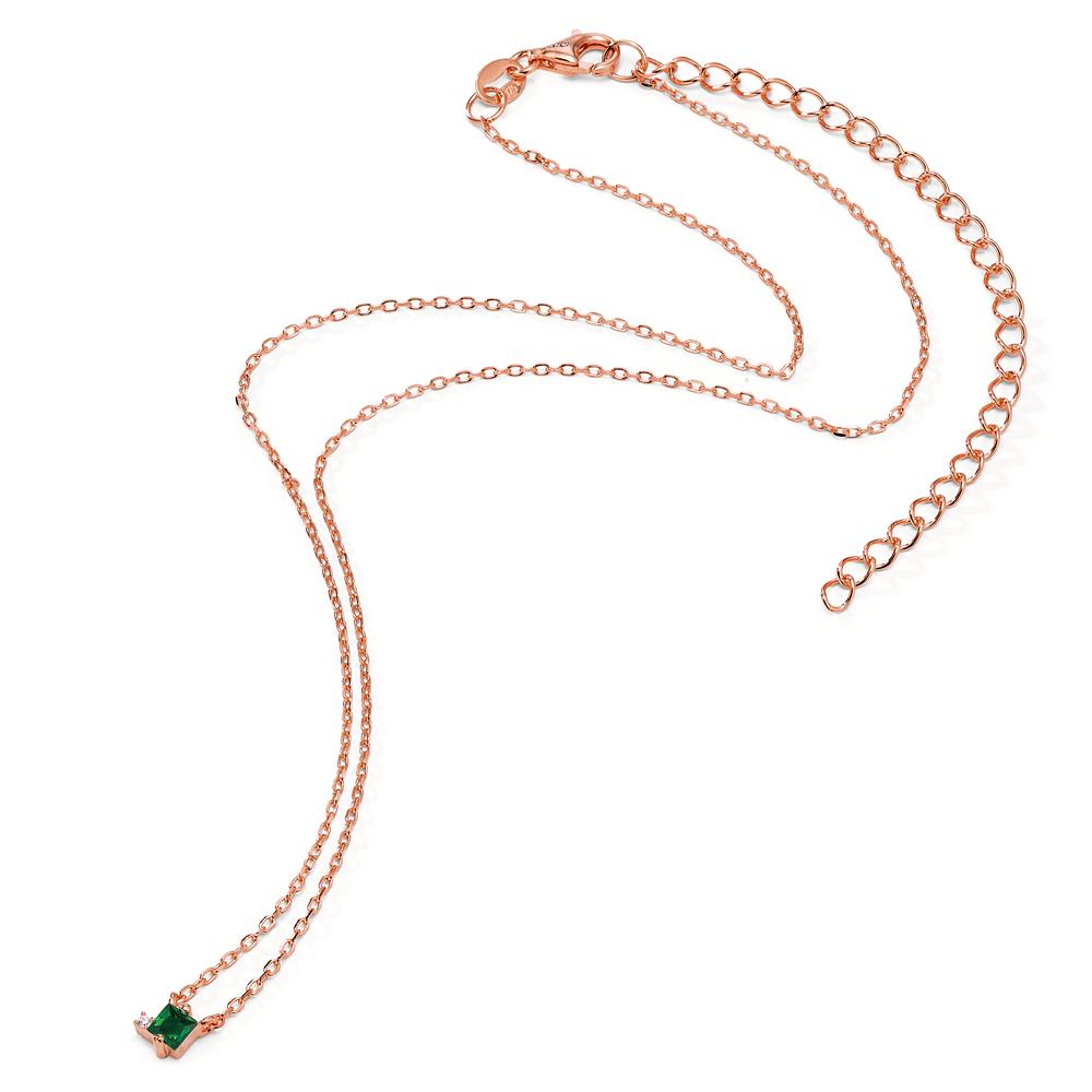 Collier Zilver Zirkonia 2 Steen Rosé Verguld 35-43 cm