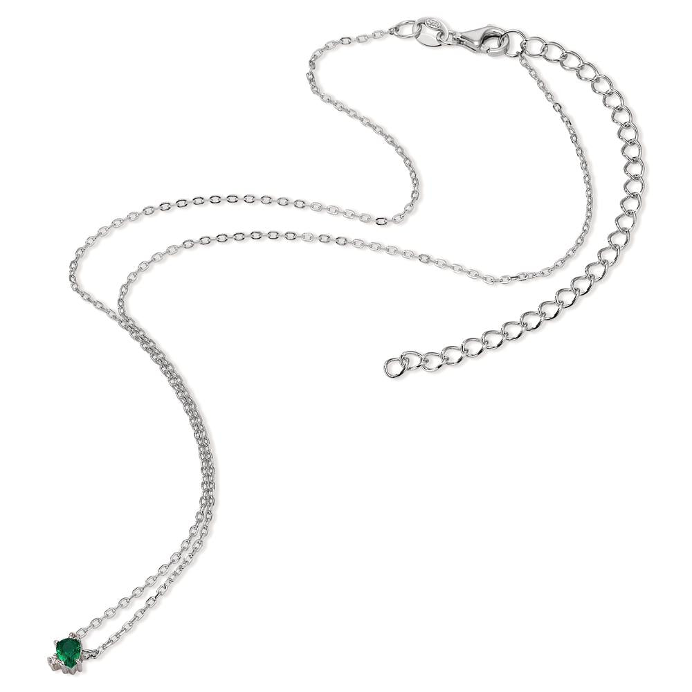 Collier Zilver Zirkonia 2 Steen Gerhodineerd 35-43 cm