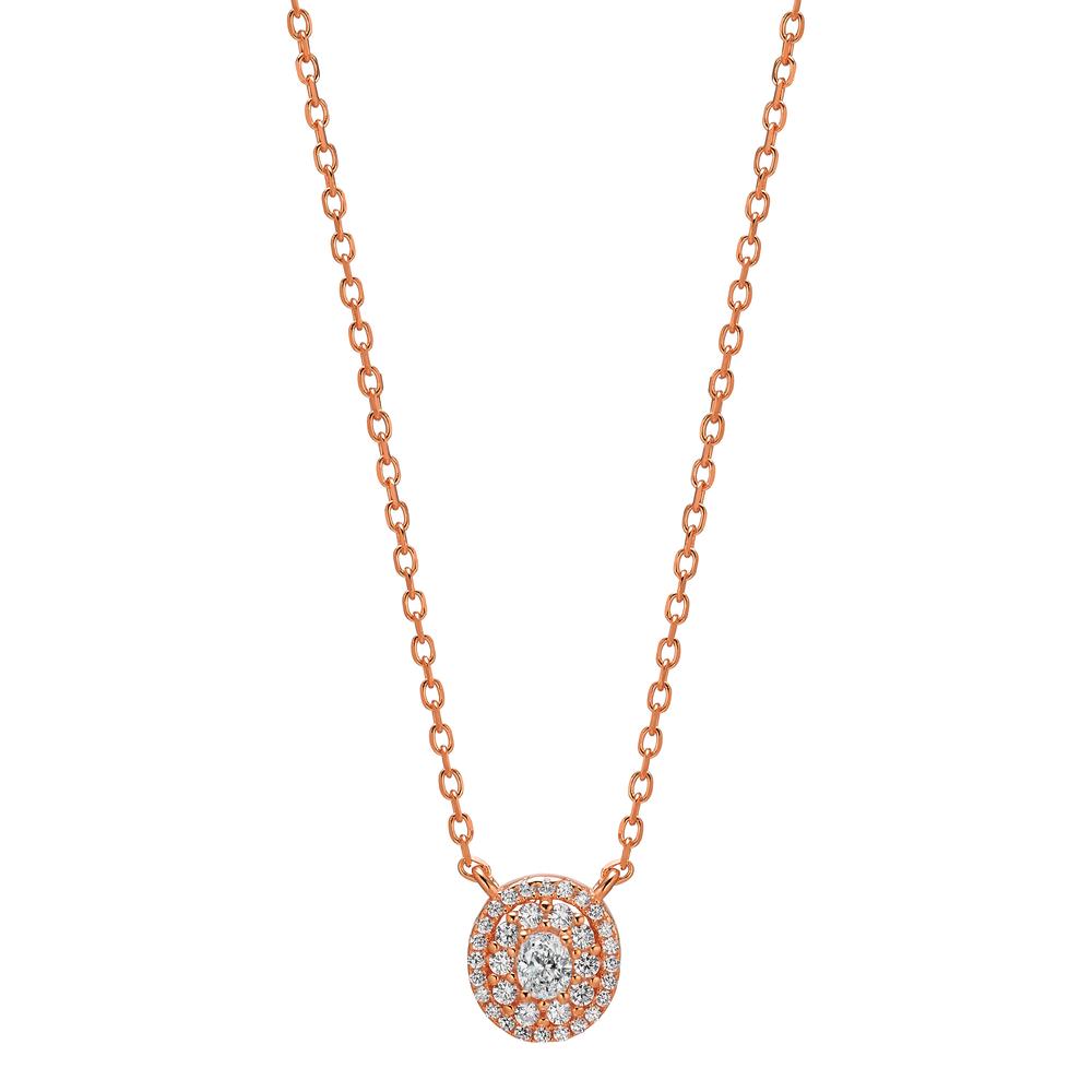 Collier Zilver Zirkonia Rosé Verguld 40-45 cm Ø9 mm