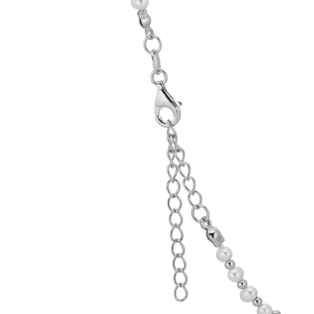 Collier Zilver Zirkonia Gerhodineerd zoetwater Parel 36-41 cm