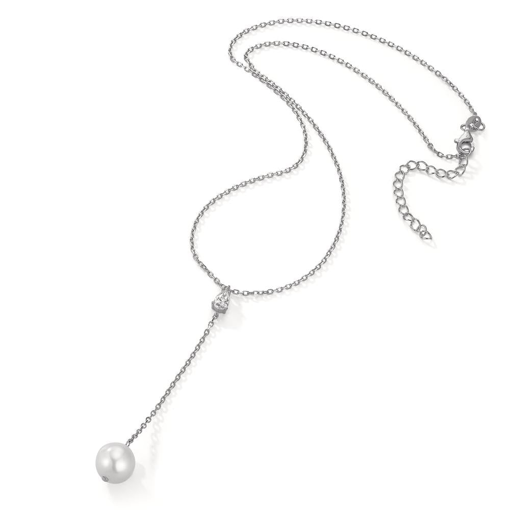 Collier Zilver Zirkonia Gerhodineerd zoetwater Parel 40-45 cm