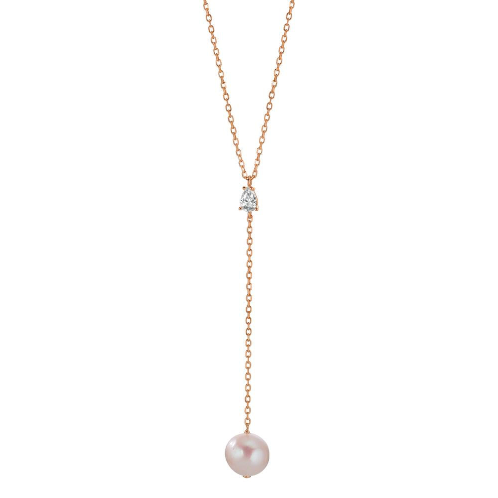 Collier Zilver Zirkonia Rosé Verguld zoetwater Parel 40-45 cm