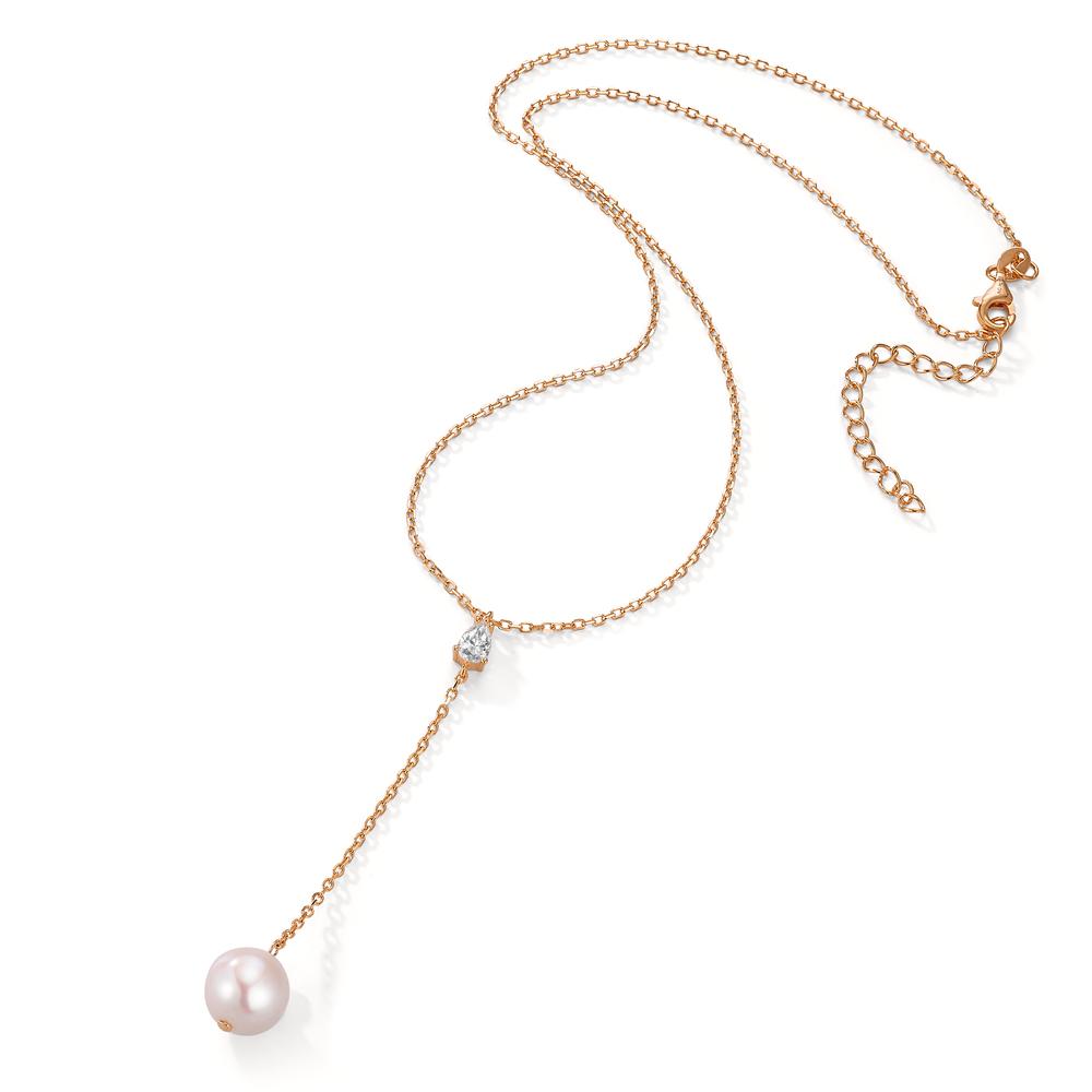 Collier Zilver Zirkonia Rosé Verguld zoetwater Parel 40-45 cm