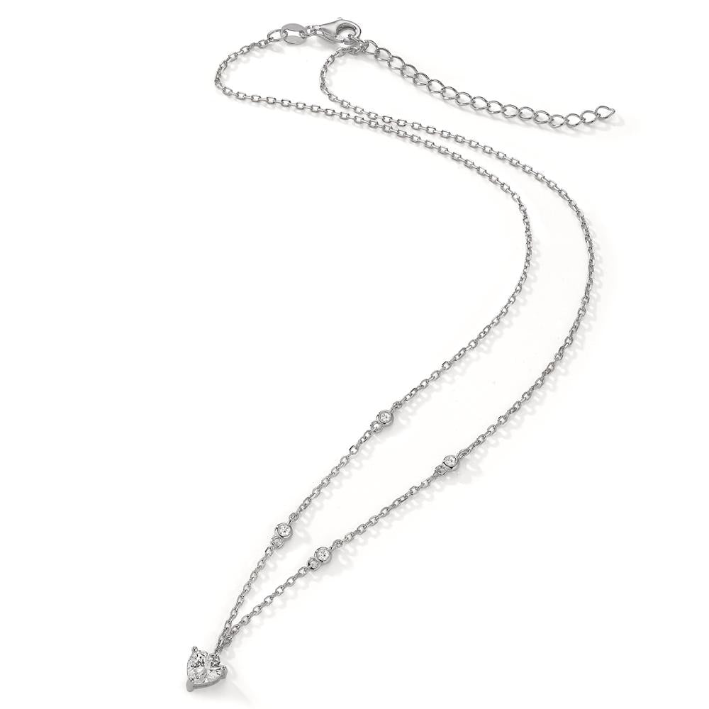 Collier Zilver Zirkonia 5 Steen Gerhodineerd Hart 40-45 cm