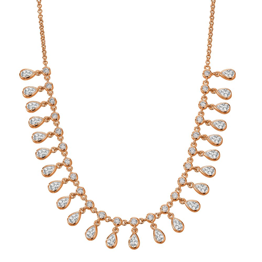 Collier Zilver Zirkonia Rosé Verguld 36-41 cm