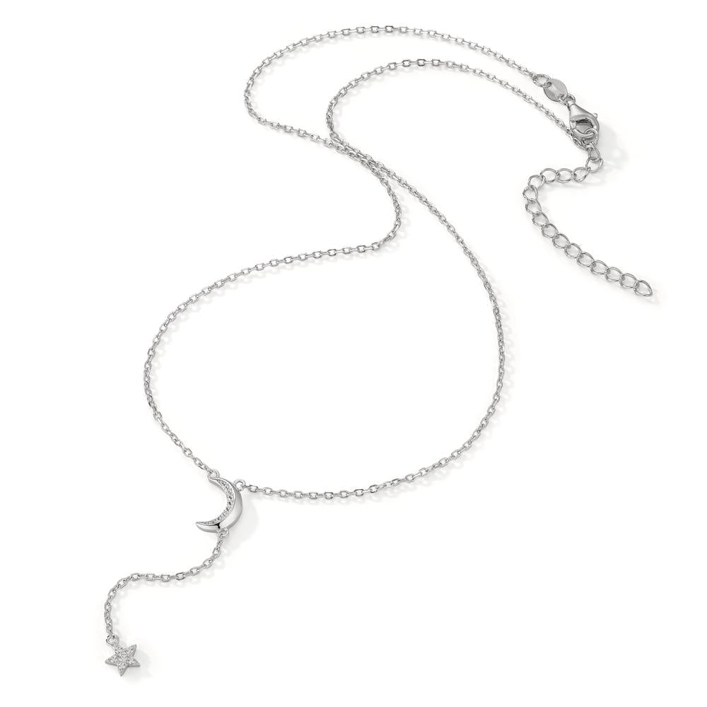 Collier Zilver Zirkonia Gerhodineerd Maan 40-45 cm