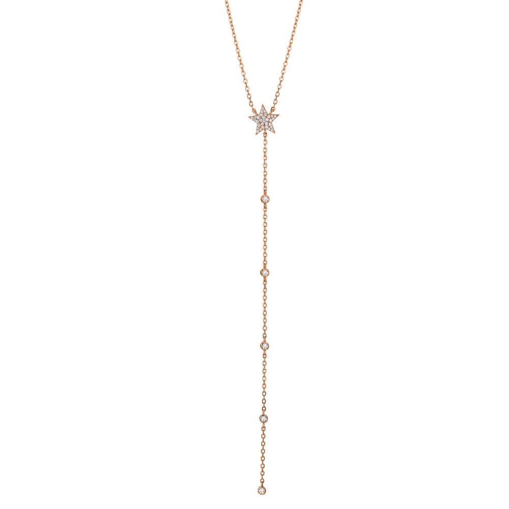 Collier Zilver Zirkonia Rosé Verguld Ster 41-46 cm