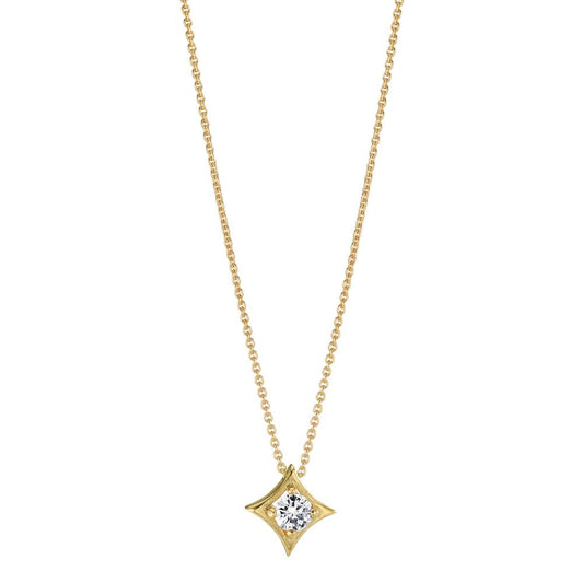 Collier met hanger 750/18 krt geel goud Diamant 0.10 ct, w-si 40-42 cm