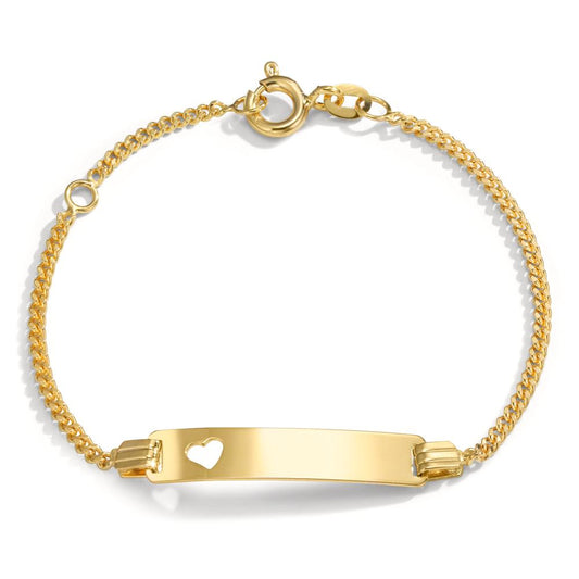 Graveer armband 585/14K geel goud Hart 12-14 cm