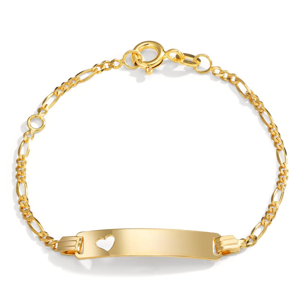 Graveer armband 585/14 krt geel goud Hart 12-14 cm