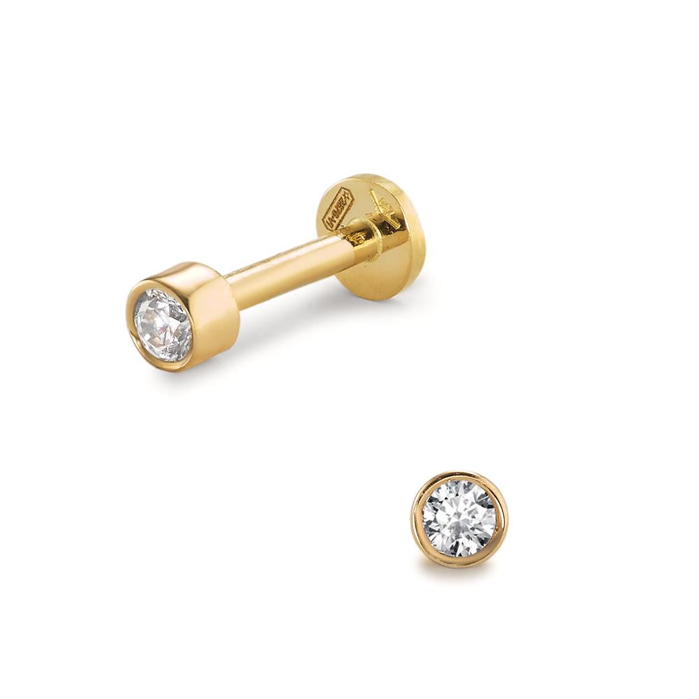 Piercing 750/18 krt geel goud Zirkonia Ø3 mm