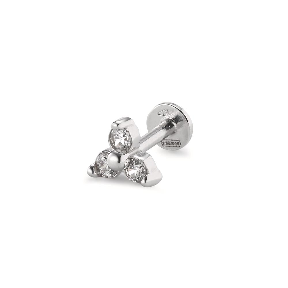 Piercing 750/18K witgoud Zirkonia 3 Steen Ø5.2 mm