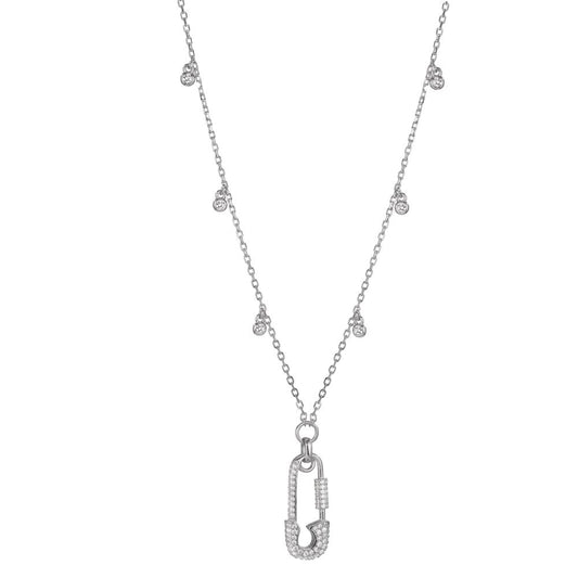 Collier Zilver Zirkonia Gerhodineerd Veiligheidsspeld 40-45 cm