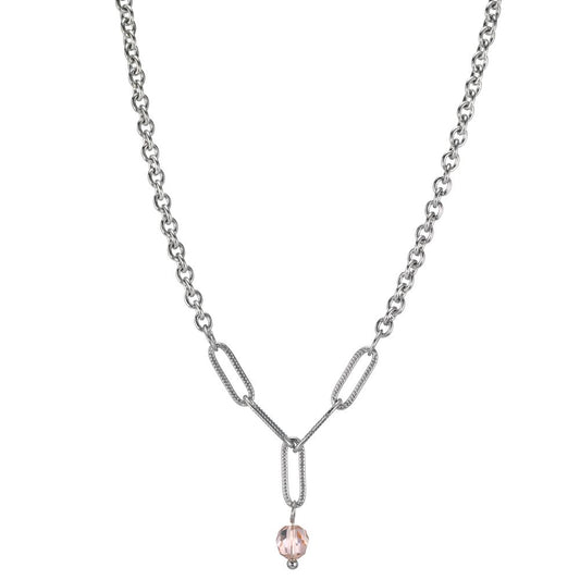 Collier Roestvrijstaal Zirkonia roze 41-45 cm