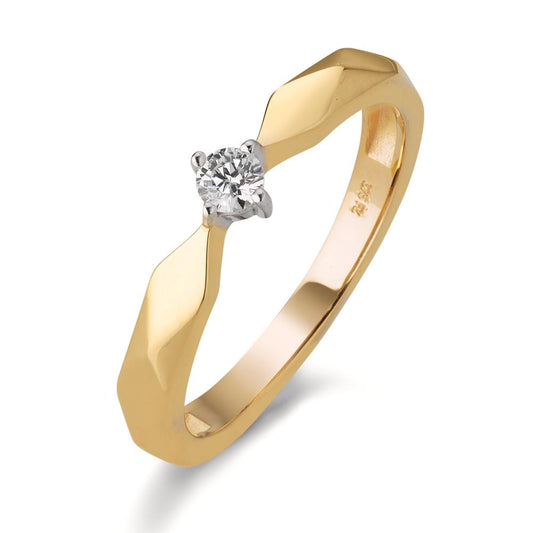 Solitaire ring 375/9 krt geel goud Zirkonia Bi-color