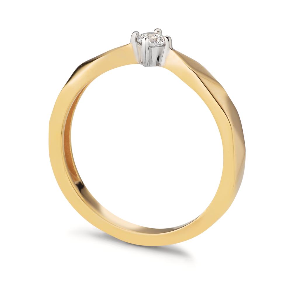 Solitaire ring 375/9 krt geel goud Zirkonia Bi-color