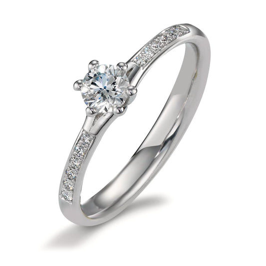 Solitaire ring 950 Platina Diamant 0.364 ct, 13 Steen, w-si, GIA