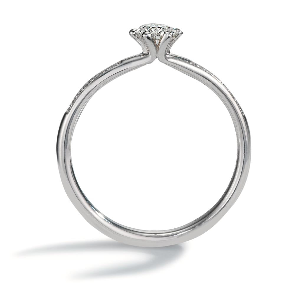 Solitaire ring 950 Platina Diamant 0.364 ct, 13 Steen, w-si, GIA