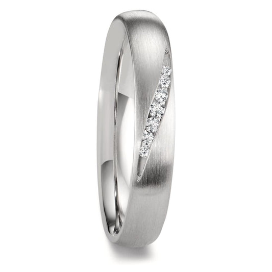 Partnerring 950 Platina Diamant 0.072 ct, 5 Steen, w-si