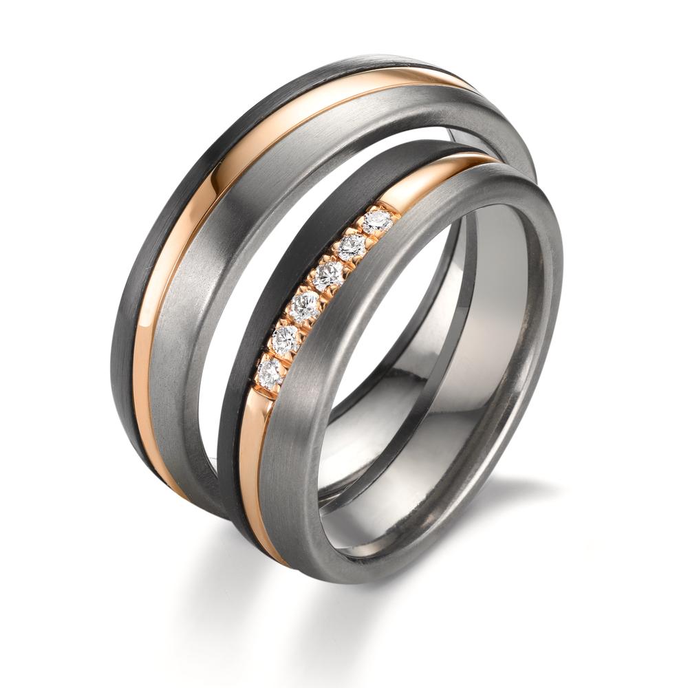 Partnerring Zirkonium, 585/14K roségoud, Titanium