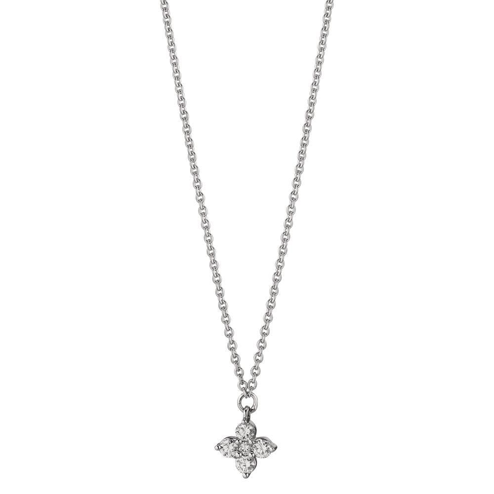 Collier 750/18K witgoud Diamant 0.11 ct, 5 Steen, w-si 42-45 cm