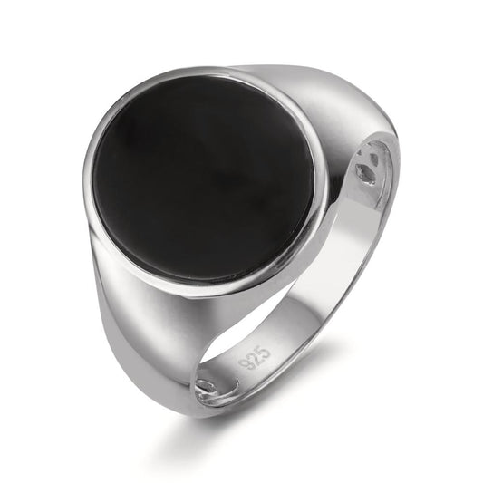 Ring Zilver Onyx Gerhodineerd