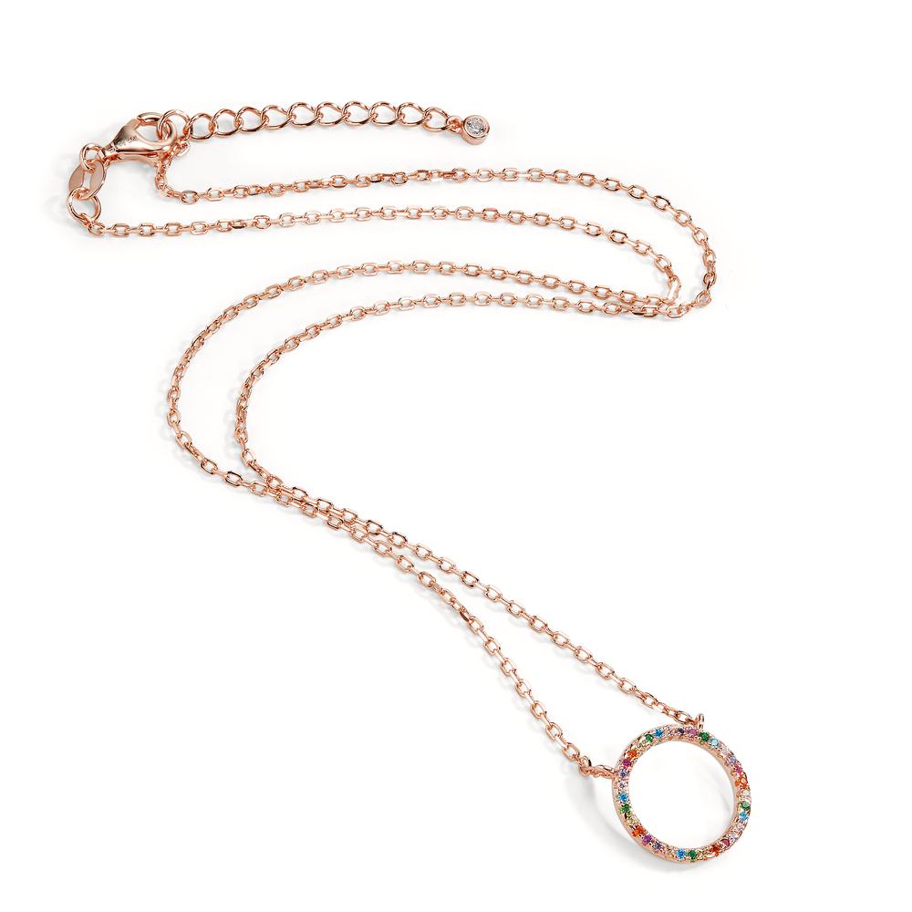 Collier Zilver Zirkonia kleurrijk Rosé Verguld 42-45 cm Ø14 mm