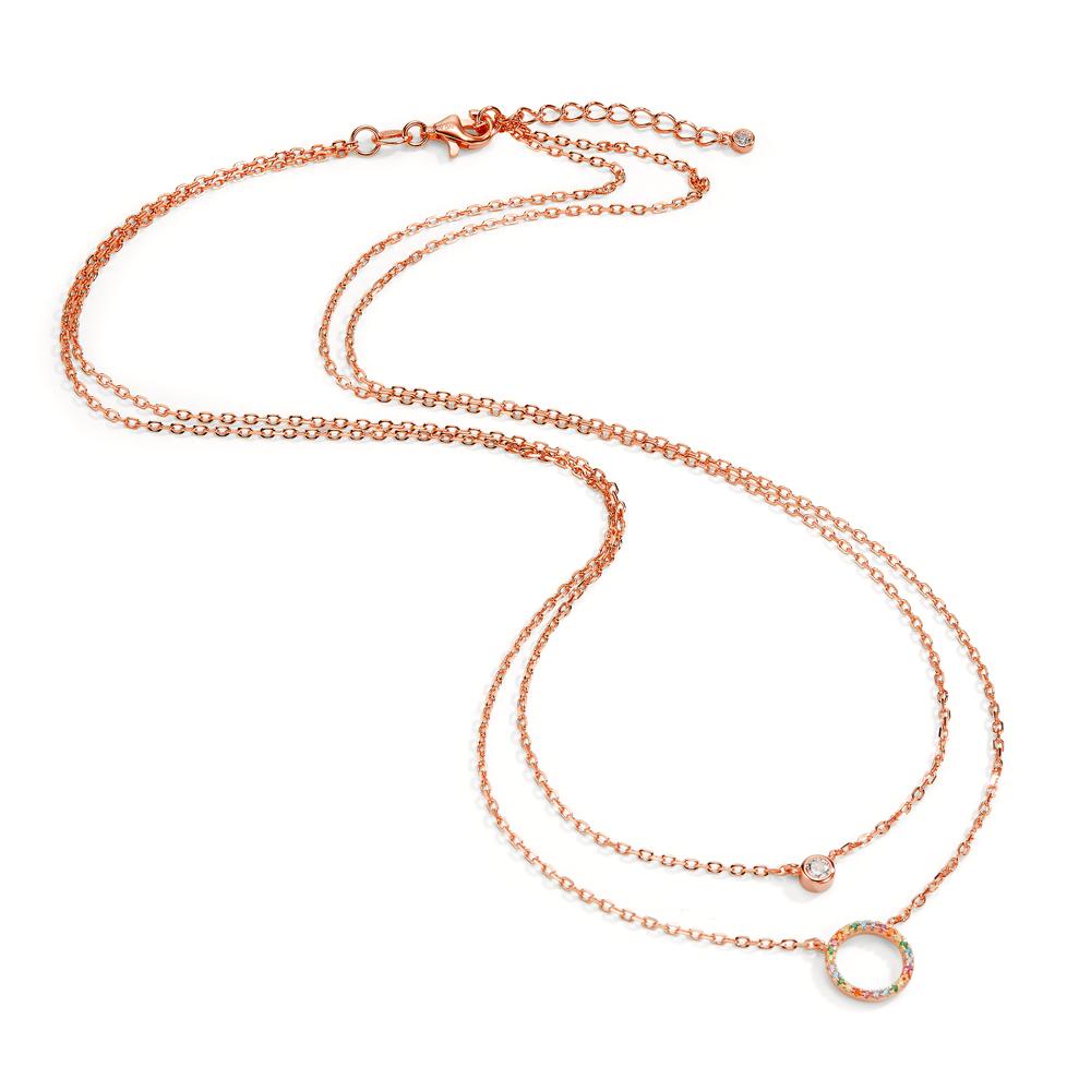 Collier Zilver Zirkonia kleurrijk Rosé Verguld 42-45 cm