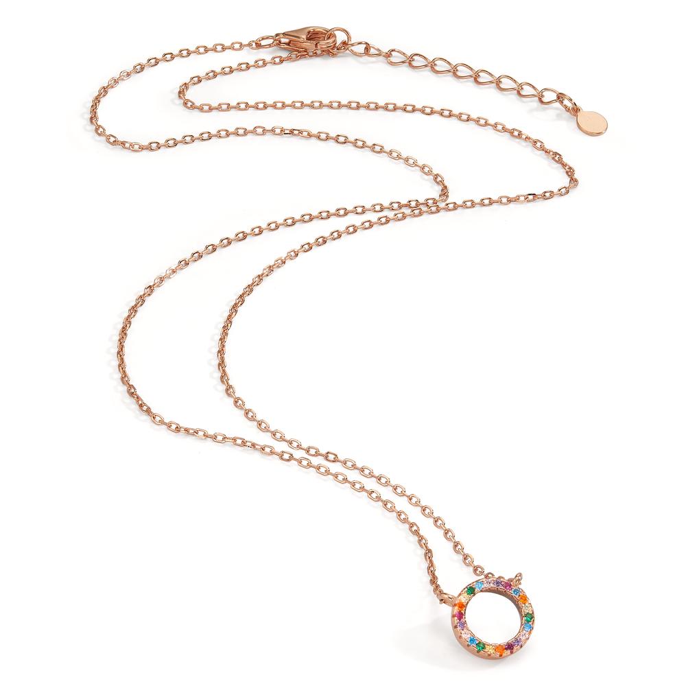 Collier Zilver Zirkonia kleurrijk Rosé Verguld 42-45 cm Ø9 mm