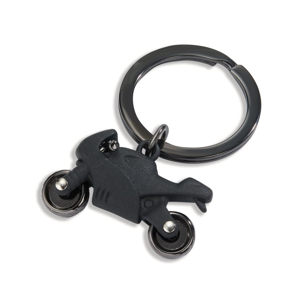 Sleutelhanger Metaal Zwart IP-gecoat Motorfiets Ø35 mm