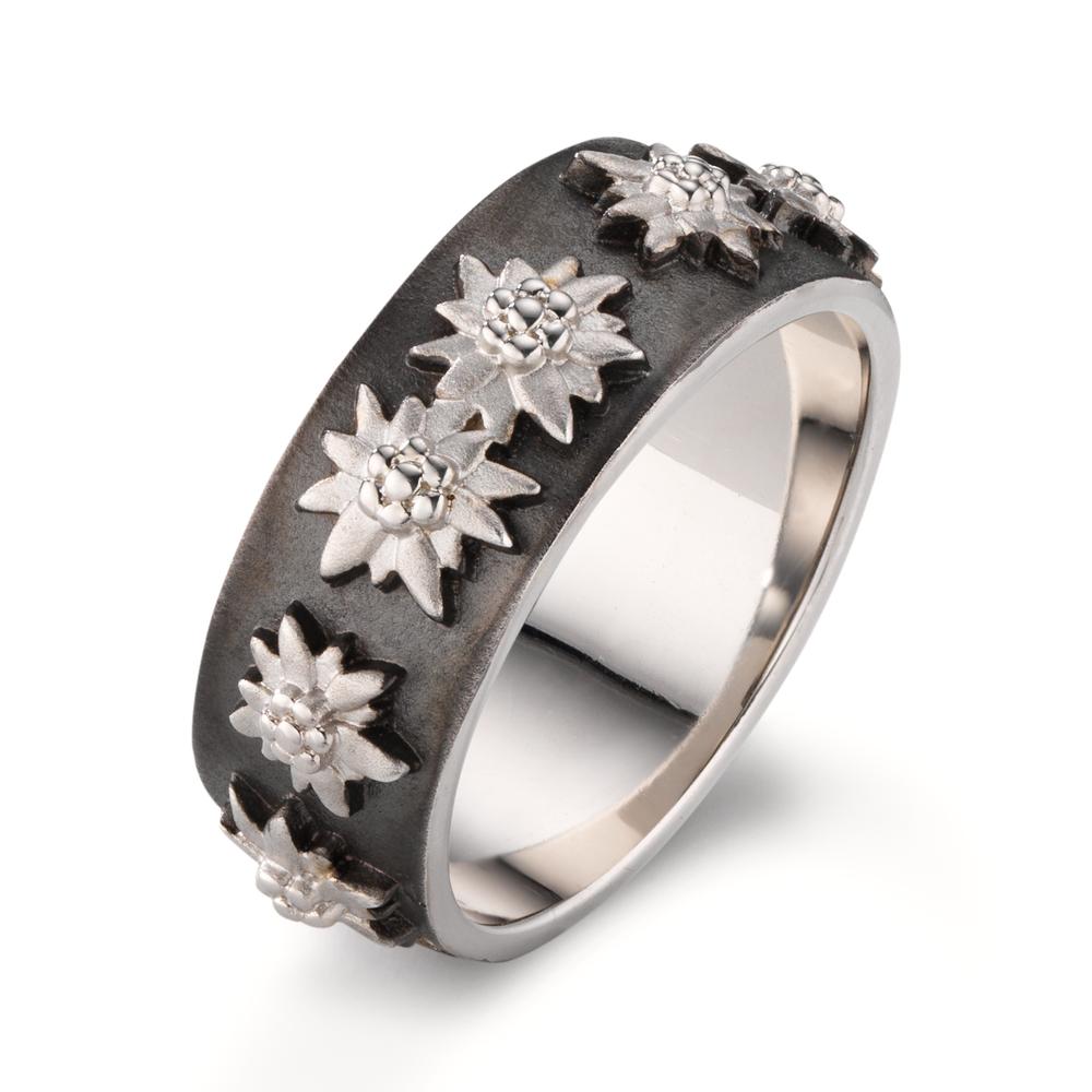 Ring Zilver Zwart Gerhodineerd Edelweiss