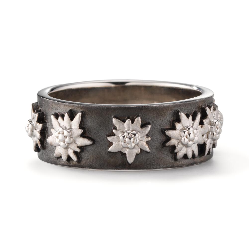 Ring Zilver Zwart Gerhodineerd Edelweiss