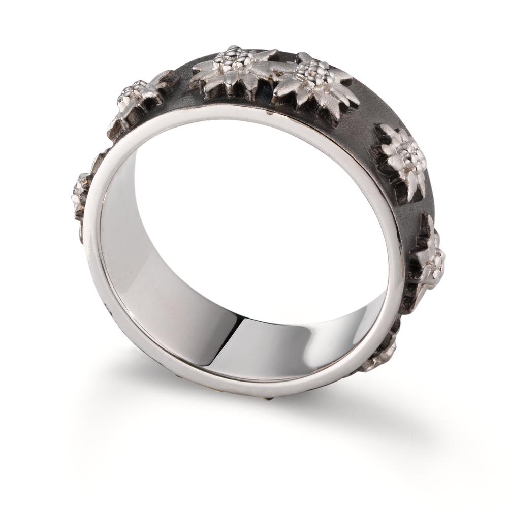 Ring Zilver Zwart Gerhodineerd Edelweiss