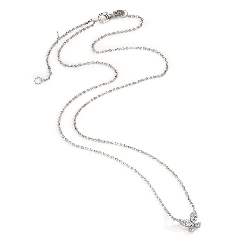 Collier Zilver Zirkonia 4 Steen Gerhodineerd Vlinder 40-45 cm