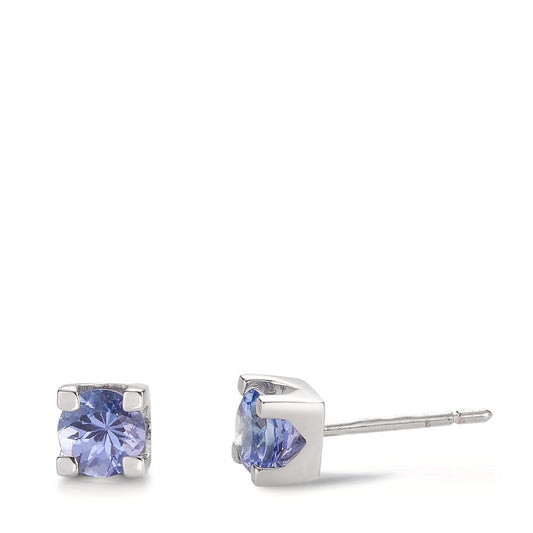 Oorknoppen 750/18K witgoud Tanzaniet 0.96 ct, 2 Steen