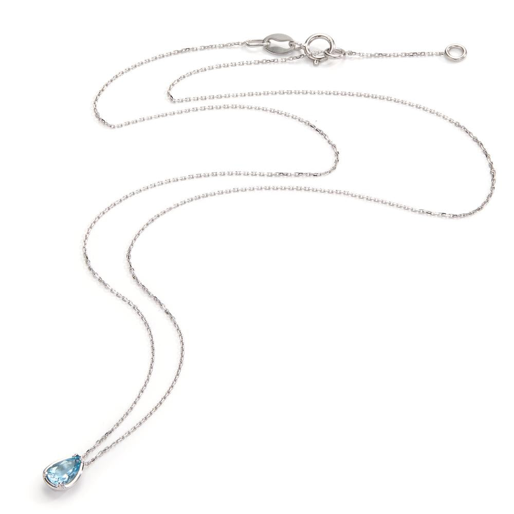 Collier 750/18K witgoud Aquamarijn 0.40 ct 40-42 cm