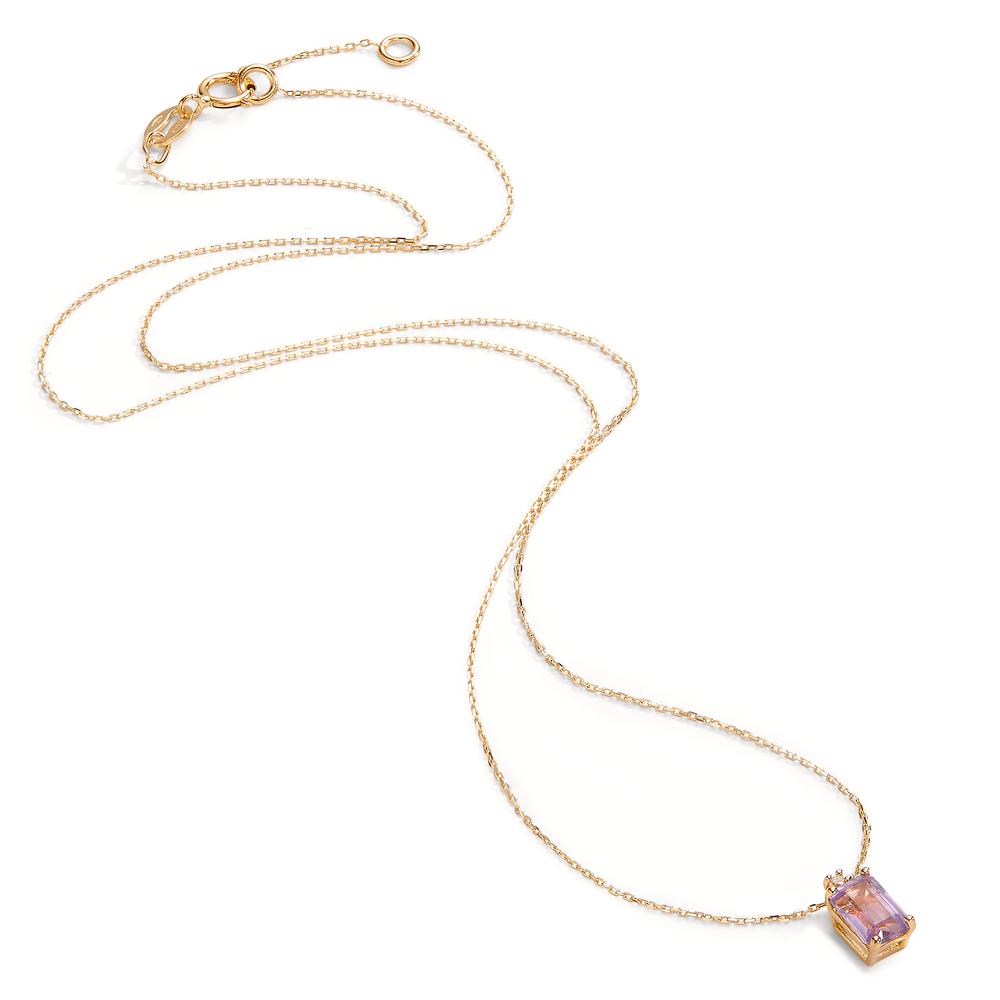 Collier 750/18K geel goud Amethist 0.60 ct, 2 Steen 40-42 cm