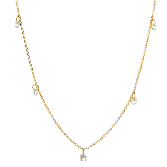 Collier 750/18K geel goud Topaas wit, 5 Steen 40-42 cm