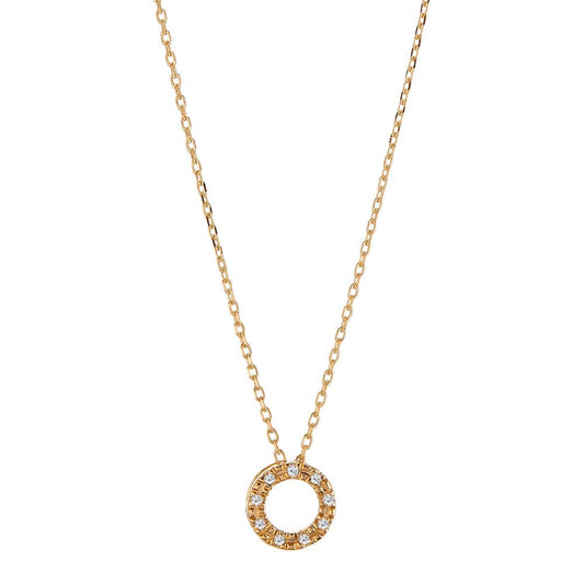 Collier 750/18K geel goud Diamant 0.018 ct, 9 Steen, w-si 42 cm