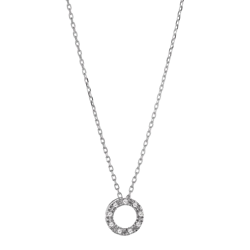 Collier 750/18K witgoud Diamant 0.018 ct, 9 Steen, w-si 42 cm