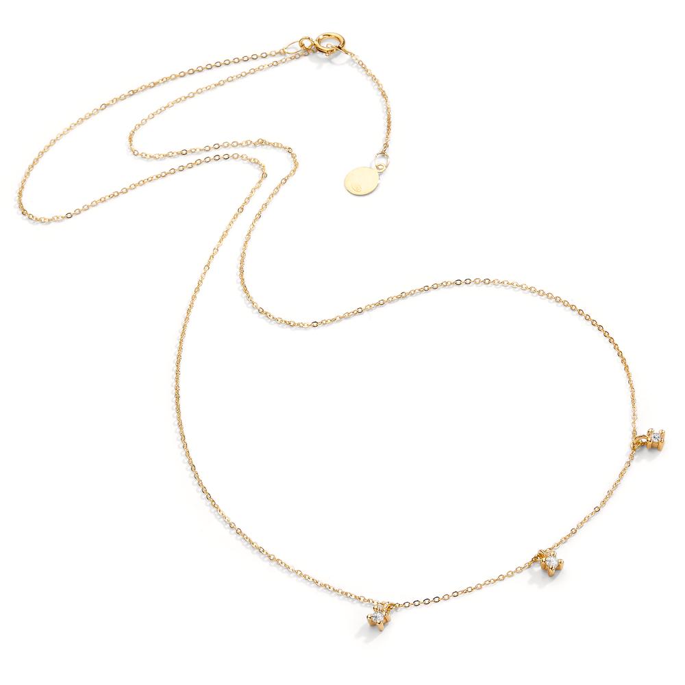 Collier 750/18K geel goud Diamant 0.06 ct, 3 Steen, w-si 40-42 cm