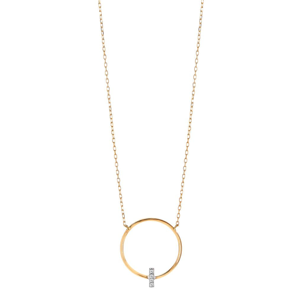 Collier 750/18K geel goud Diamant 0.02 ct, 4 Steen, w-si 40-42 cm