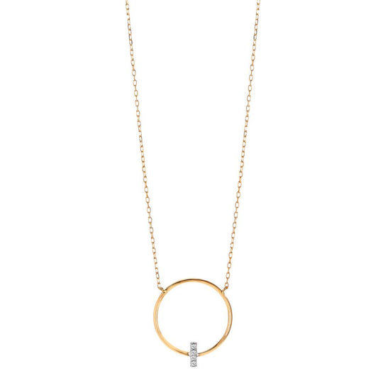 Collier 750/18K geel goud Diamant 0.02 ct, 4 Steen, w-si 40-42 cm