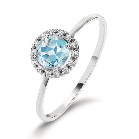 Ring 750/18K krt witgoud Diamant 0.084 ct, w-si, Topaas